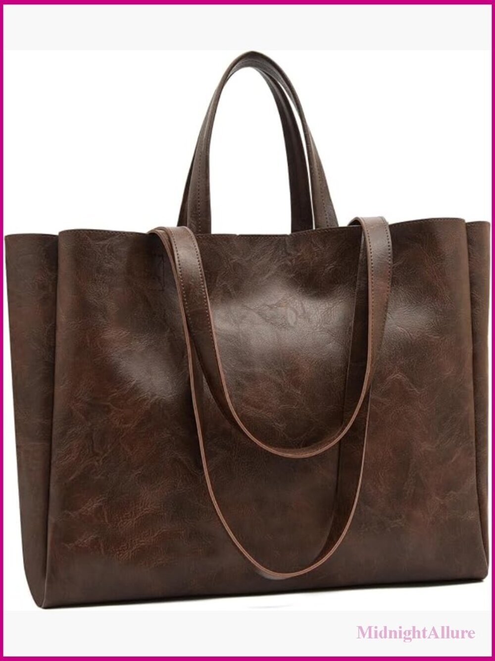 Large Faux Leather Tote Bag Oversize Shoulder Purse Top-Handle Work Teacher